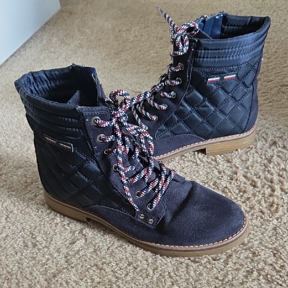 Tommy Hilfiger Black Combat Boots with Rugged Sole